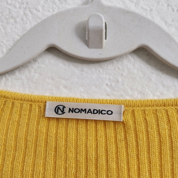 Nomadico Sweater Womens Yellow Pearl‎ Buttons Pure Mongolian Cashmere One Size - Picture 2 of 9